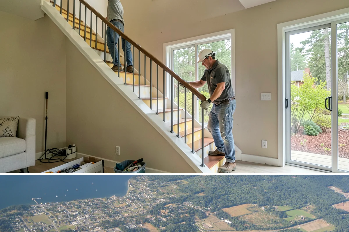 Stair Trim Installation in Coupeville, Island County, WA - Interior stair trim installs on schedule year-round, making it a smart project for the rainy PNW off-season.