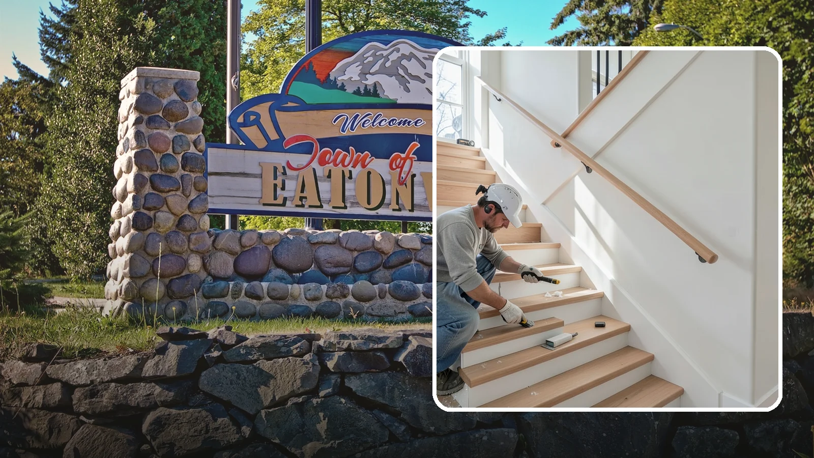 Stair Trim Installation in Eatonville, Pierce County, WA - Detailed stair trim installation that finishes treads, risers, skirtboards, and stringers with clean precision.