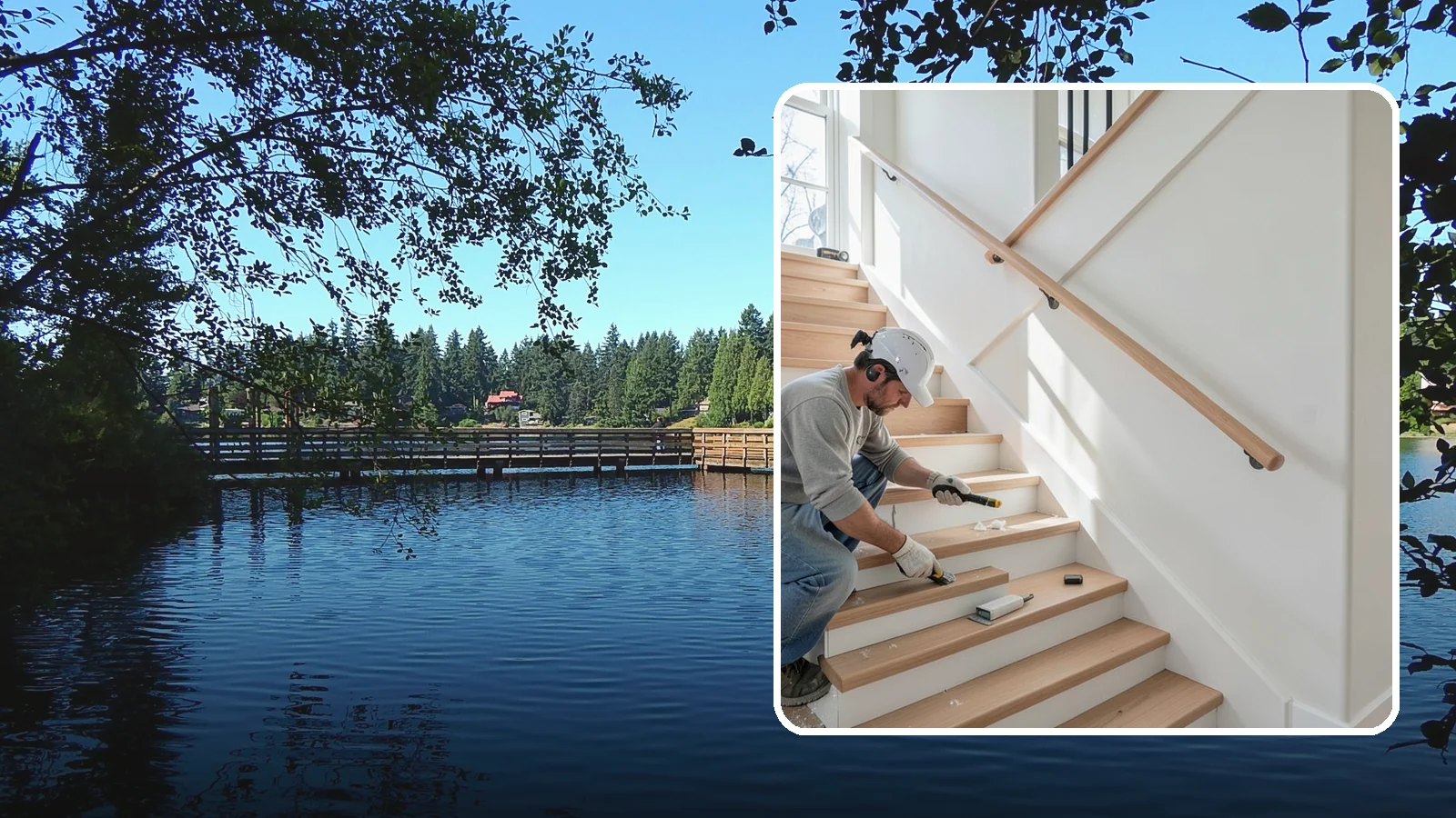 Stair Trim Installation in Federal Way, King County, WA - Detailed stair trim installation that finishes treads, risers, skirtboards, and stringers with clean precision.