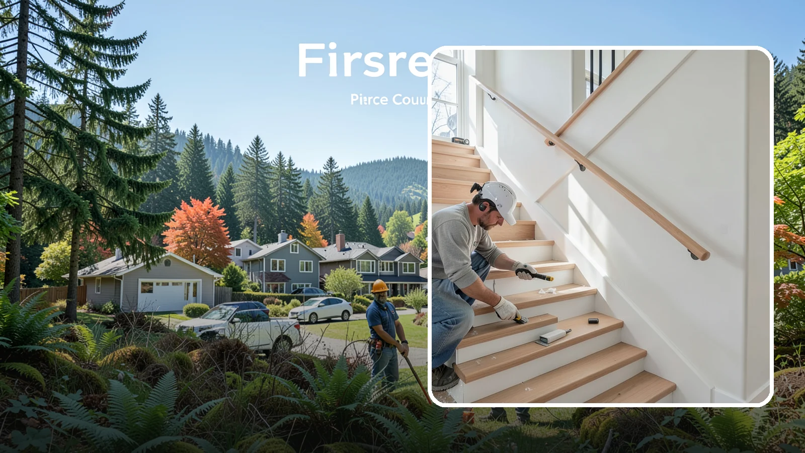 Stair Trim Installation in Fircrest, Pierce County, WA - Detailed stair trim installation that finishes treads, risers, skirtboards, and stringers with clean precision.