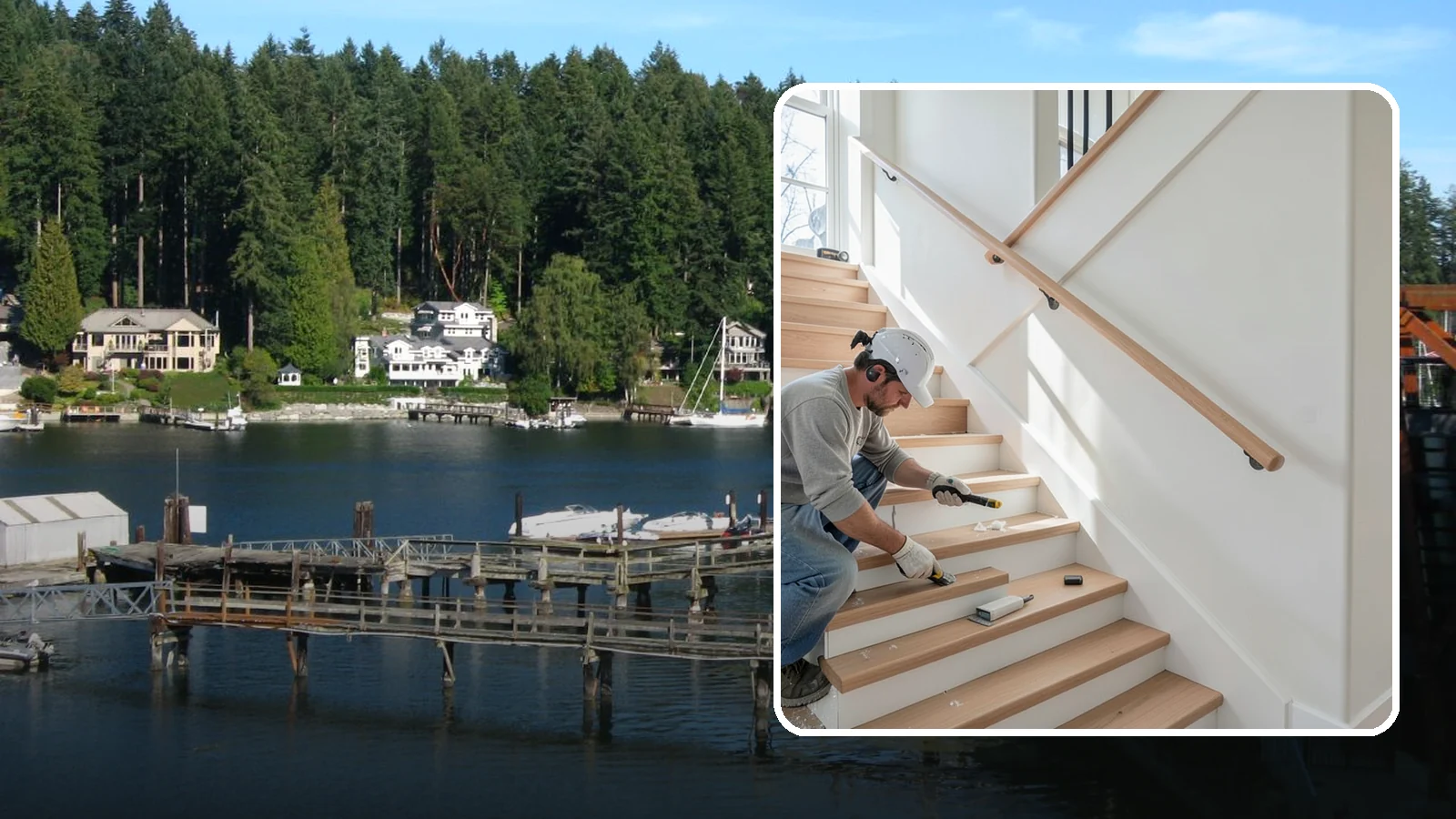 Stair Trim Installation in Gig Harbor, Pierce County, WA - Detailed stair trim installation that finishes treads, risers, skirtboards, and stringers with clean precision.