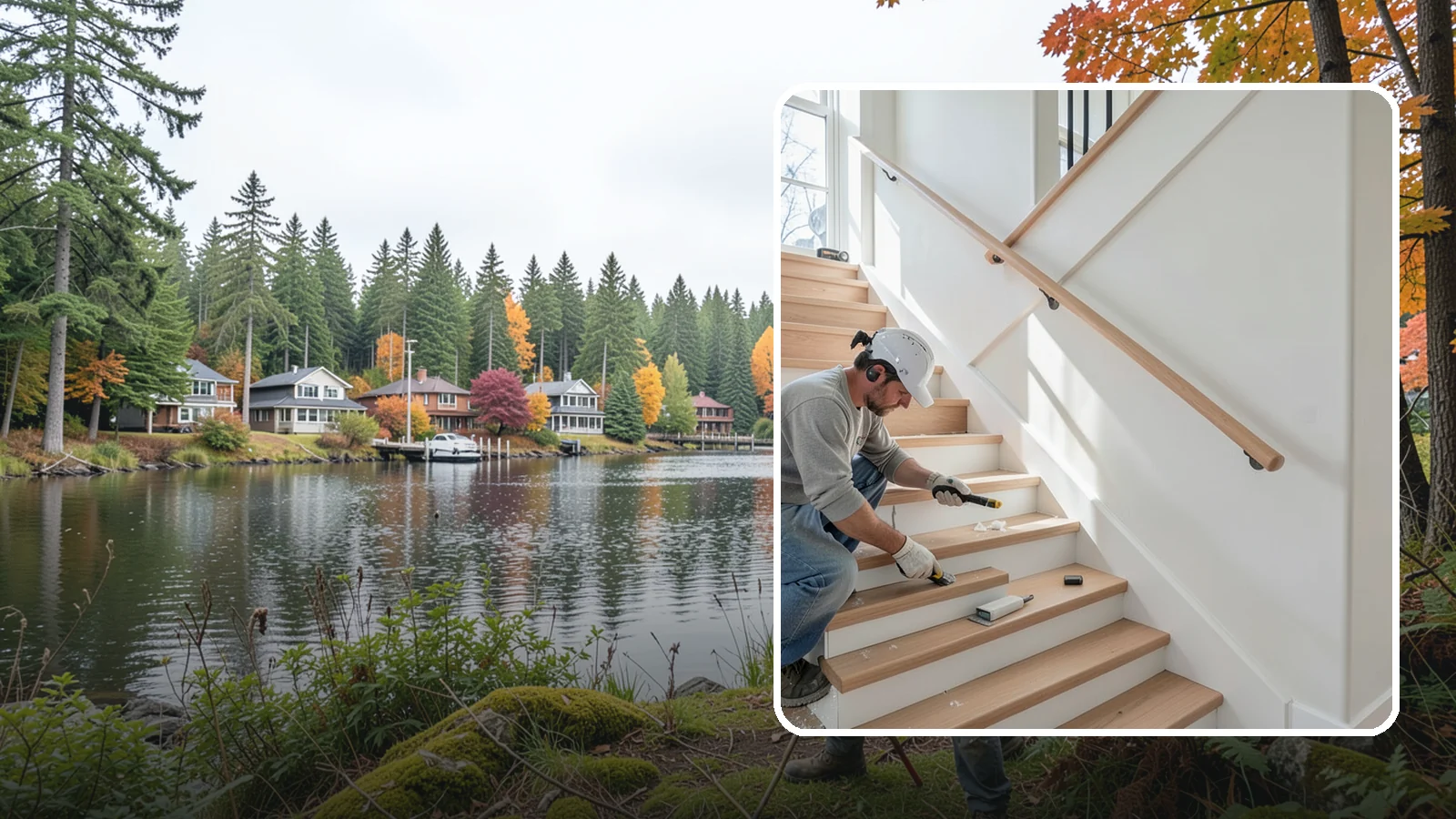 Stair Trim Installation in La Conner, Skagit County, WA - Detailed stair trim installation that finishes treads, risers, skirtboards, and stringers with clean precision.