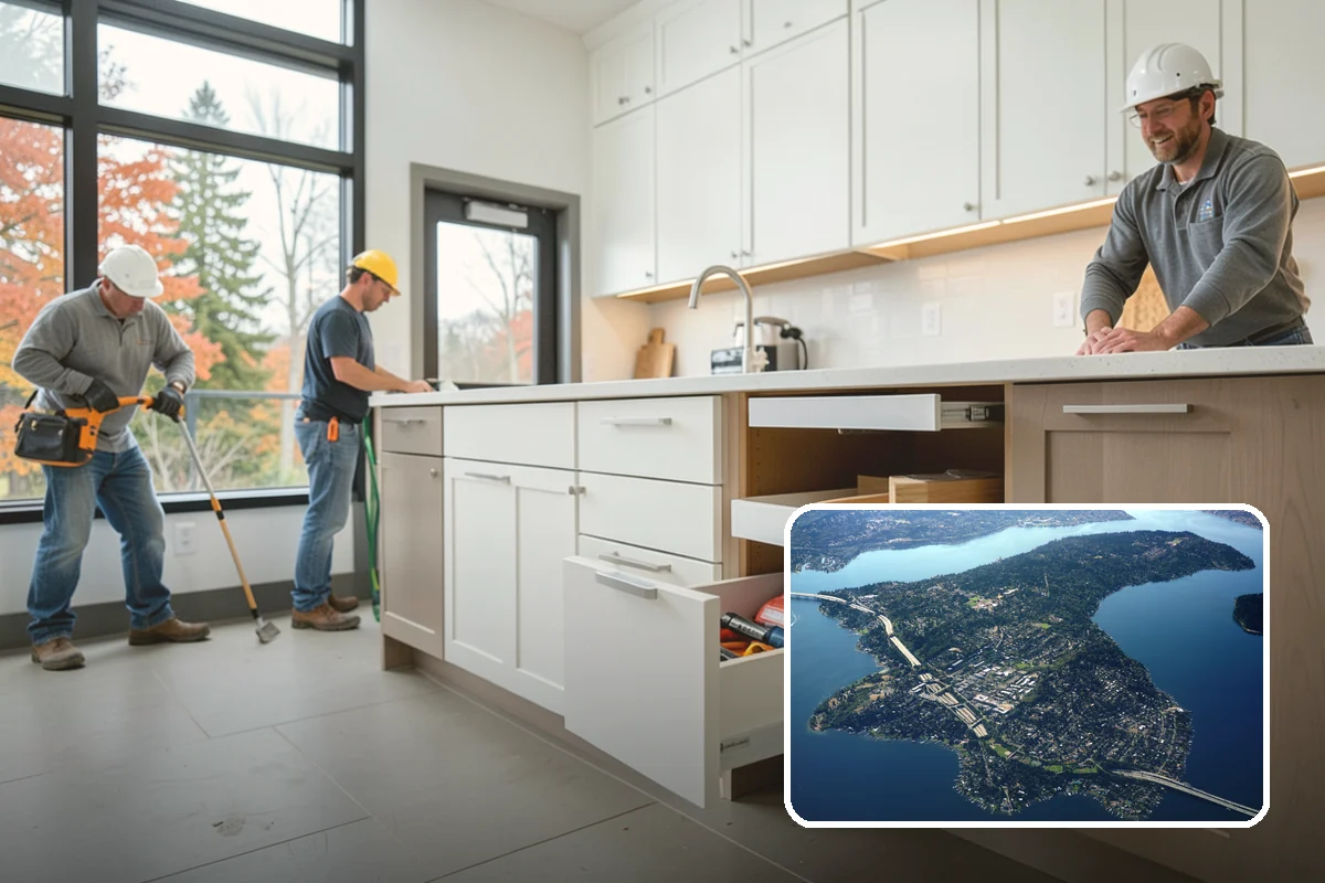 Stair Trim Installation in Mercer Island, King County, WA - Precise scribing to treads and walls