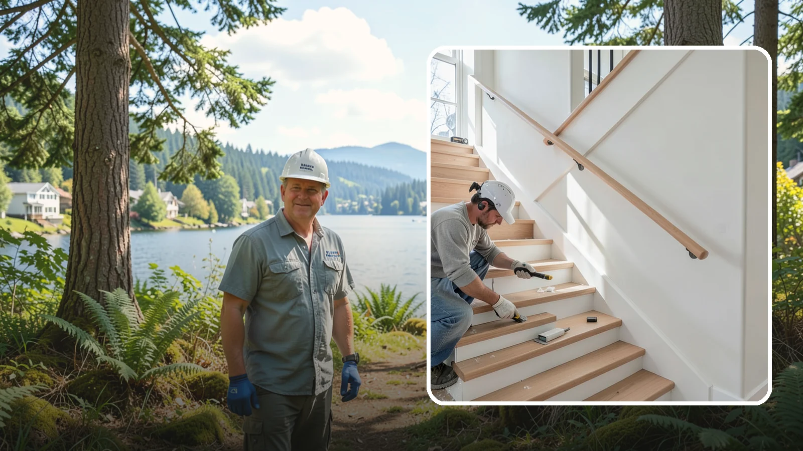 Stair Trim Installation in Milton, King County, WA - Detailed stair trim installation that finishes treads, risers, skirtboards, and stringers with clean precision.