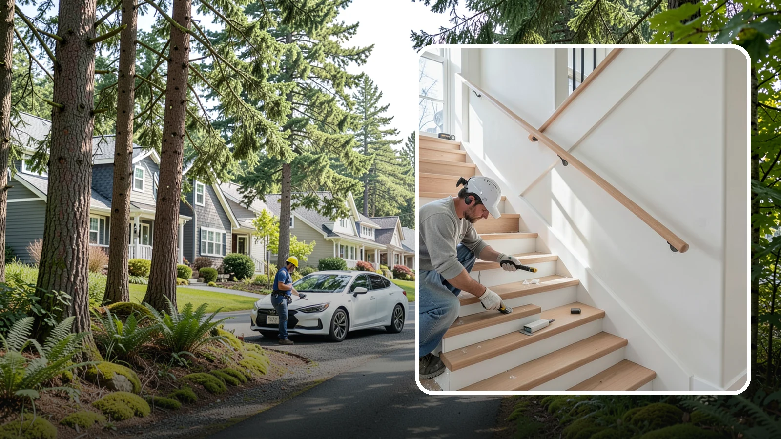 Stair Trim Installation in Normandy Park, King County, WA - Detailed stair trim installation that finishes treads, risers, skirtboards, and stringers with clean precision.