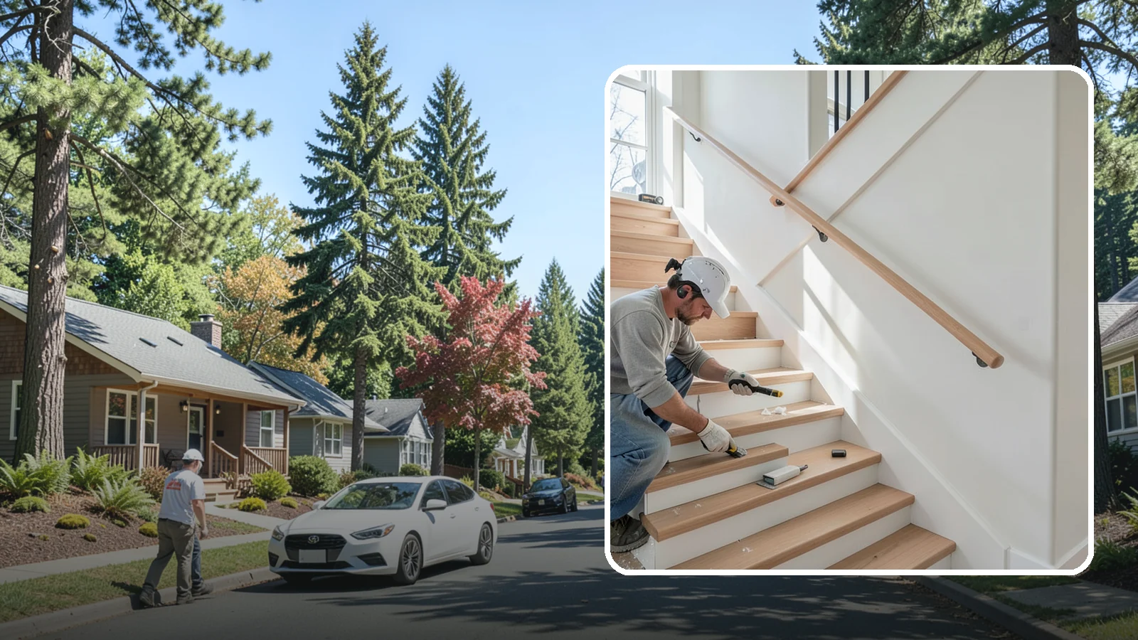 Stair Trim Installation in Orting, Pierce County, WA - Detailed stair trim installation that finishes treads, risers, skirtboards, and stringers with clean precision.