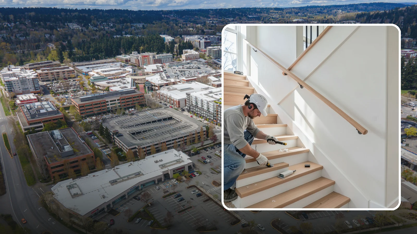 Stair Trim Installation in Redmond, King County, WA - Detailed stair trim installation that finishes treads, risers, skirtboards, and stringers with clean precision.