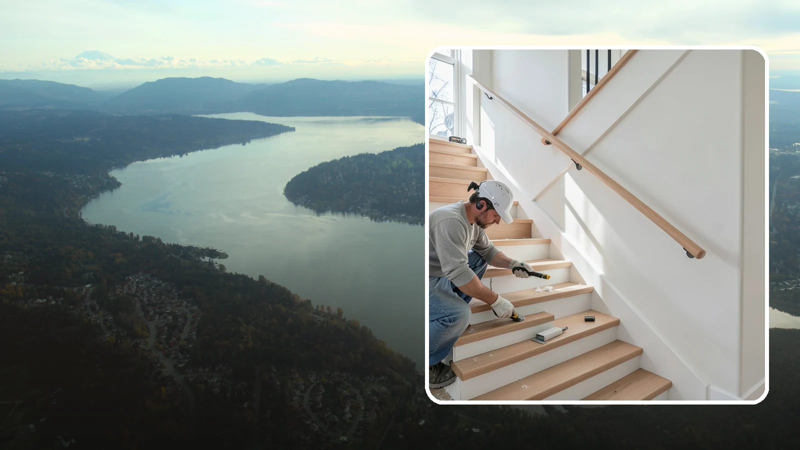 Stair Trim Installation in Sammamish, King County, WA - Detailed stair trim installation that finishes treads, risers, skirtboards, and stringers with clean precision.