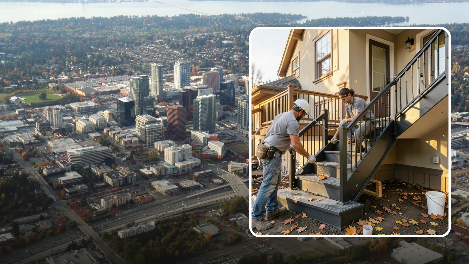 Staircase Replacement in Bellevue, King County, WA - Complete removal and rebuild of unsafe or outdated staircases to modern code.