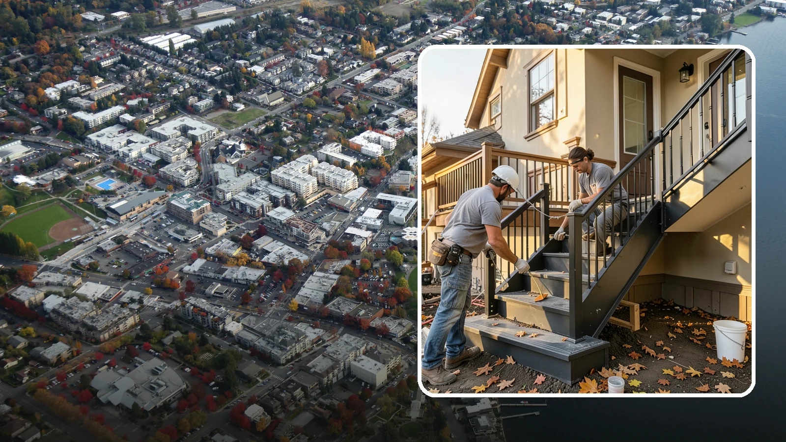 Staircase Replacement in Kirkland, King County, WA - Complete removal and rebuild of unsafe or outdated staircases to modern code.