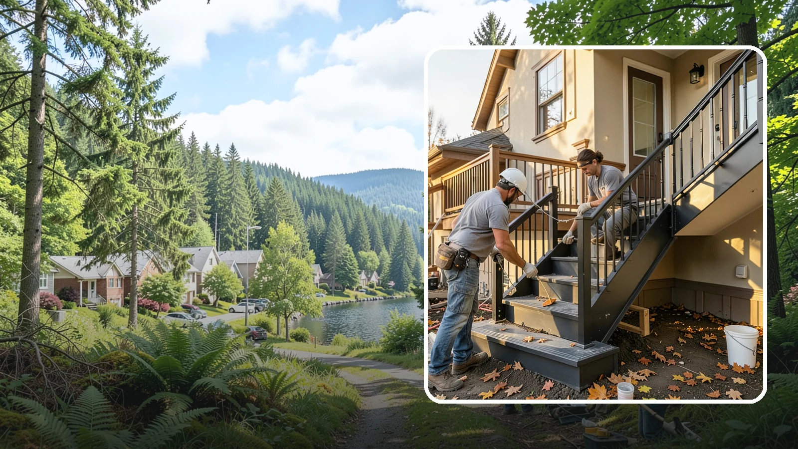 Staircase Replacement in Lake Forest Park, King County, WA - Complete removal and rebuild of unsafe or outdated staircases to modern code.