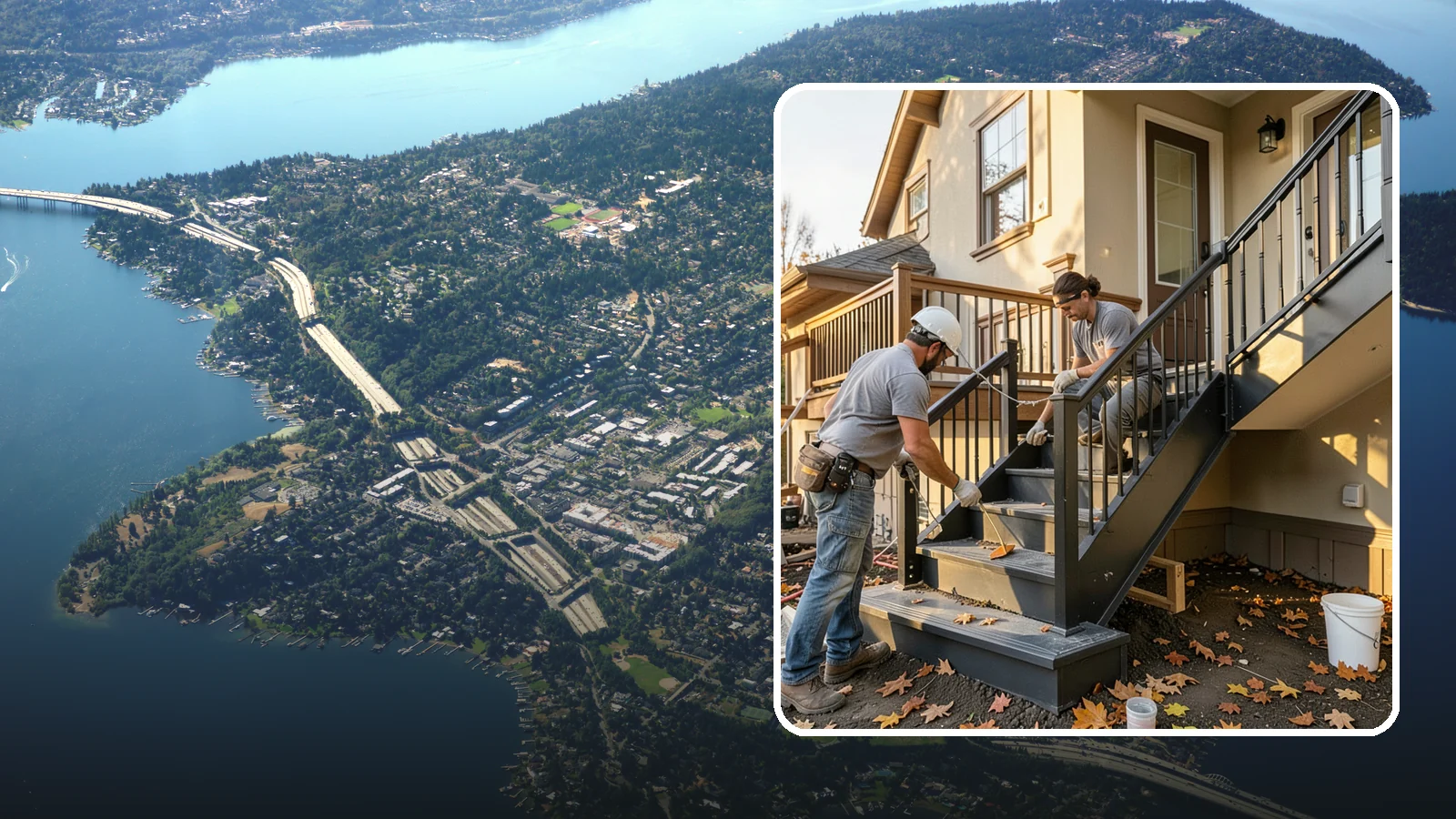 Staircase Replacement in Mercer Island, King County, WA - Complete removal and rebuild of unsafe or outdated staircases to modern code.