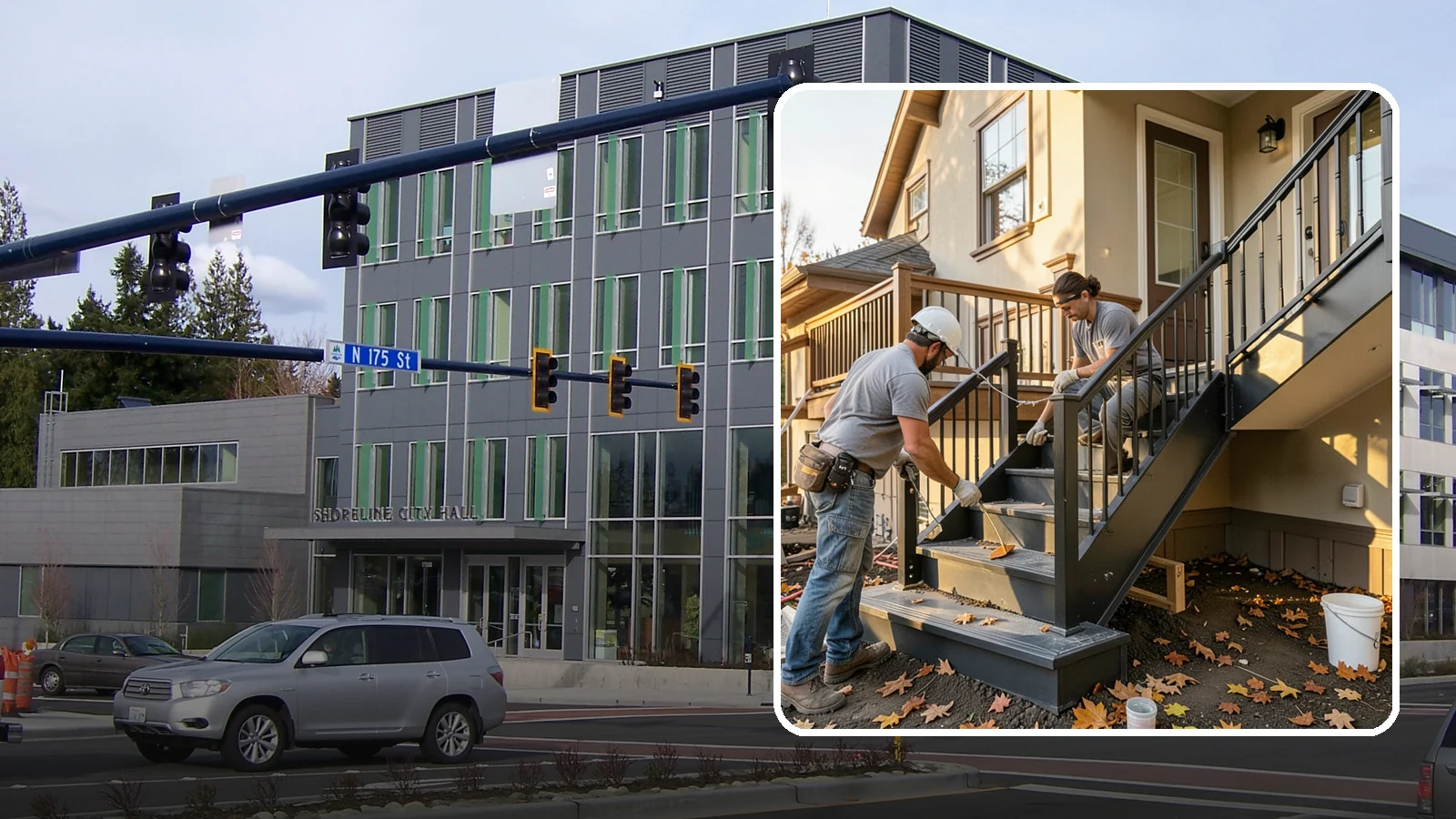 Staircase Replacement in Shoreline, King County, WA - Complete removal and rebuild of unsafe or outdated staircases to modern code.