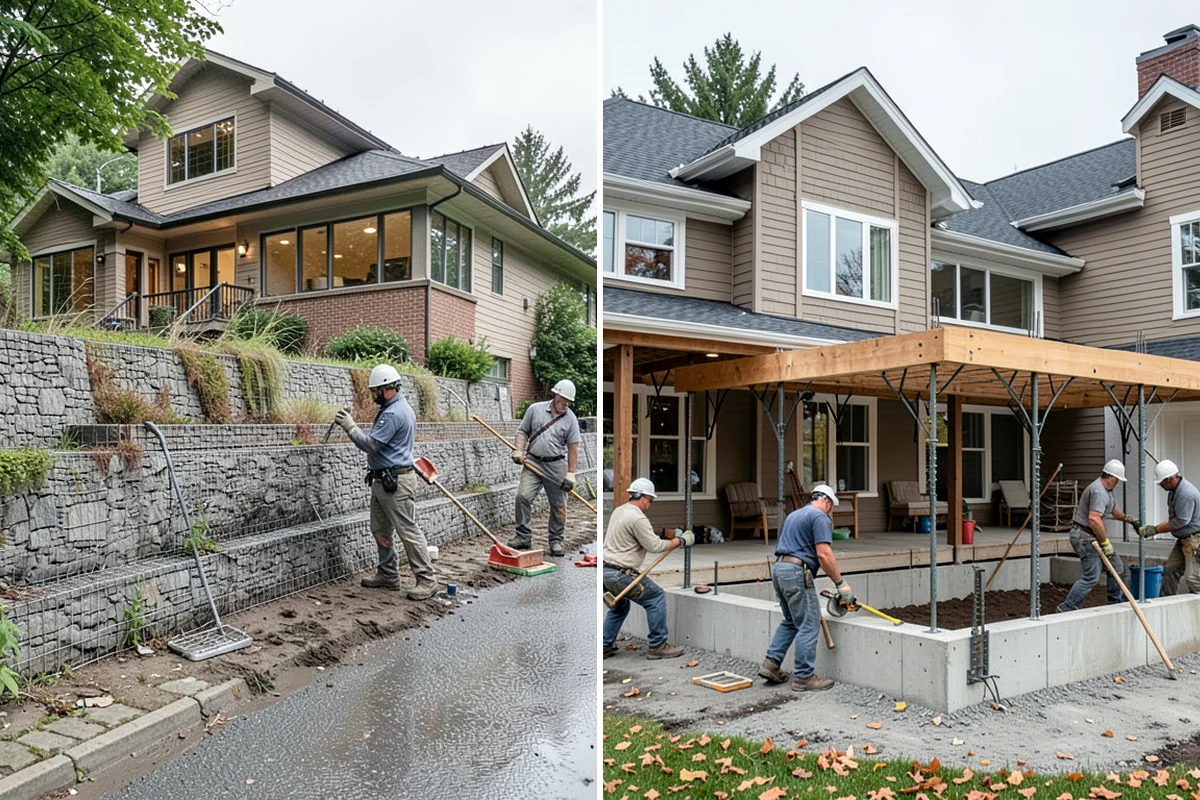Stamped Concrete Driveway in Arlington, Snohomish County, WA - Excavate, grade, and set forms with reinforcement