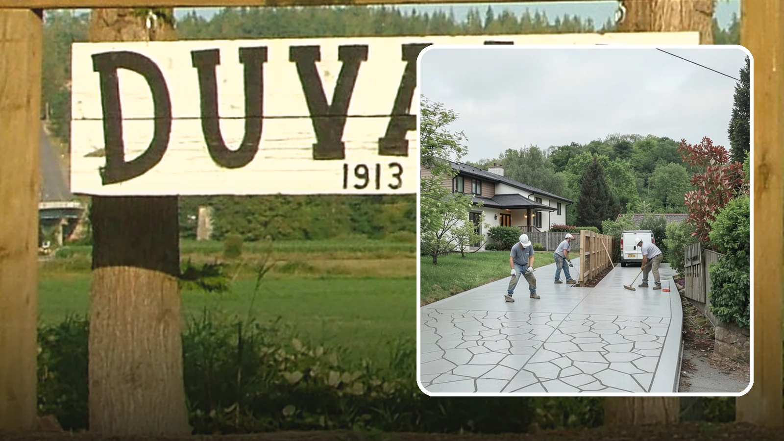 Stamped Concrete Driveway in Duvall, King County, WA - Pouring and stamping a concrete driveway with patterns and color that mimic stone, brick, or slate.