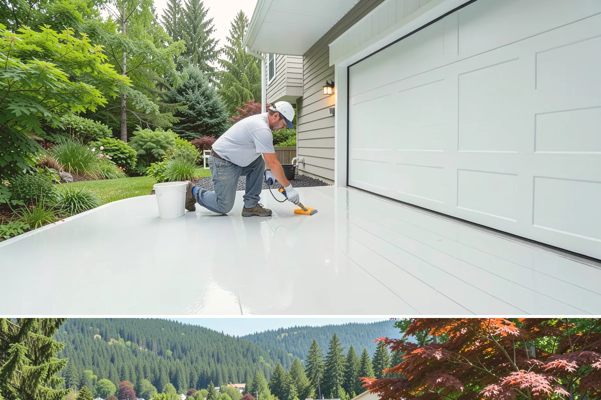 Stamped Concrete Driveway in Index, Snohomish County, WA - Warm, dry weather from late spring through summer gives the best conditions for pouring, stamping, and curing.