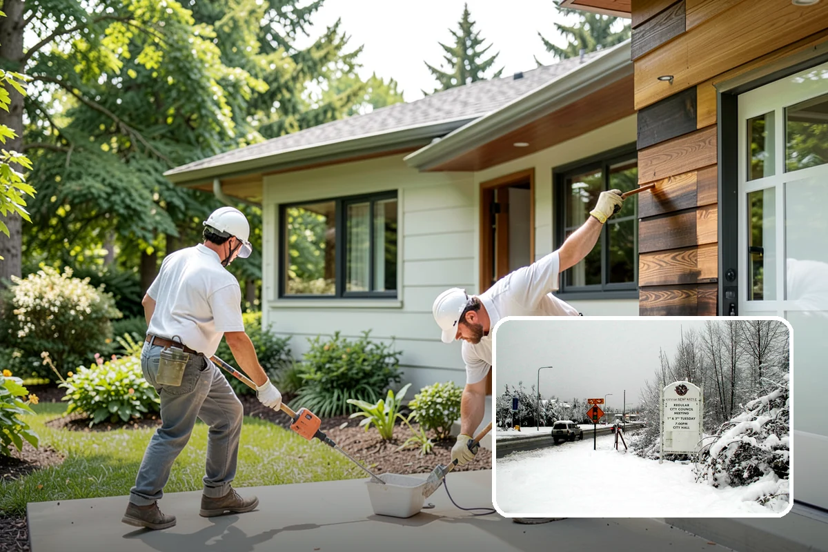 Stamped Concrete Driveway in Newcastle, King County, WA - High-end look of stone or brick in one surface