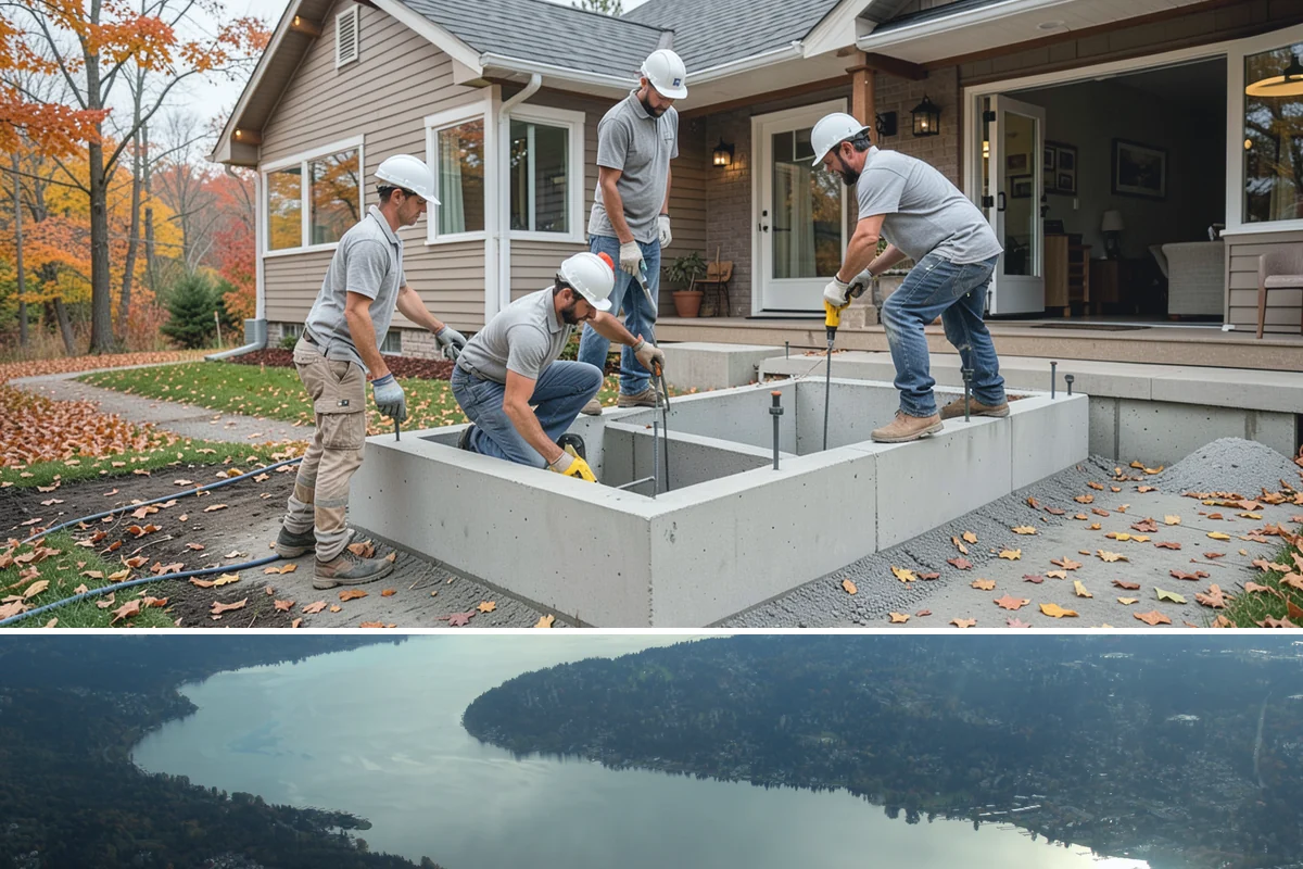 Stamped Concrete Driveway in Sammamish, King County, WA - Warm, dry weather from late spring through summer gives the best conditions for pouring, stamping, and curing.
