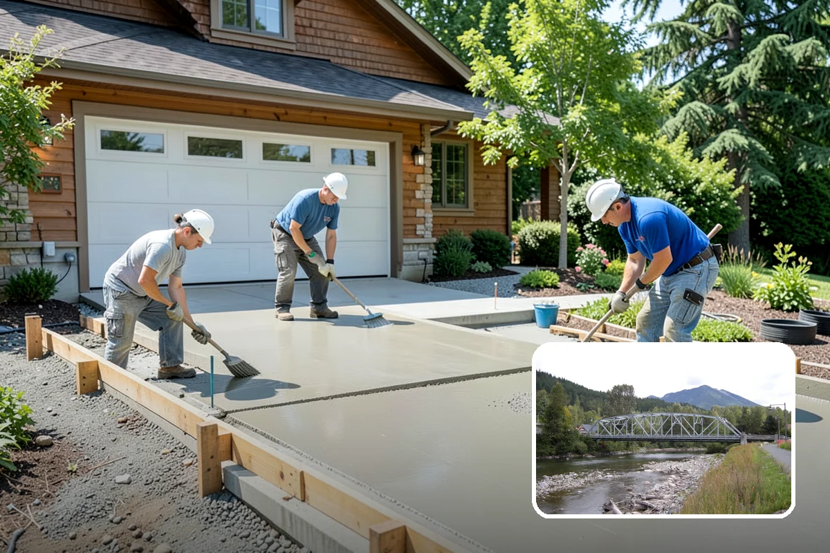 Stamped Concrete Driveway in Skykomish, King County, WA - High-end look of stone or brick in one surface