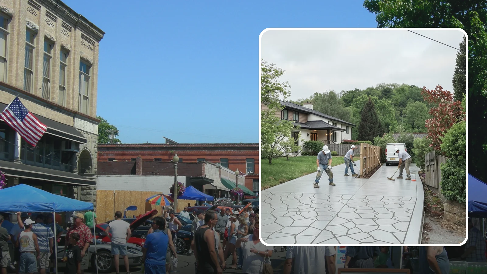 Stamped Concrete Driveway in Snohomish, Snohomish County, WA - Pouring and stamping a concrete driveway with patterns and color that mimic stone, brick, or slate.