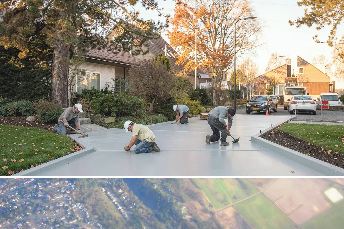 Stamped Concrete Installation in Algona, King County, WA - Dry summer conditions are essential for clean stamping and proper sealing before wet weather.