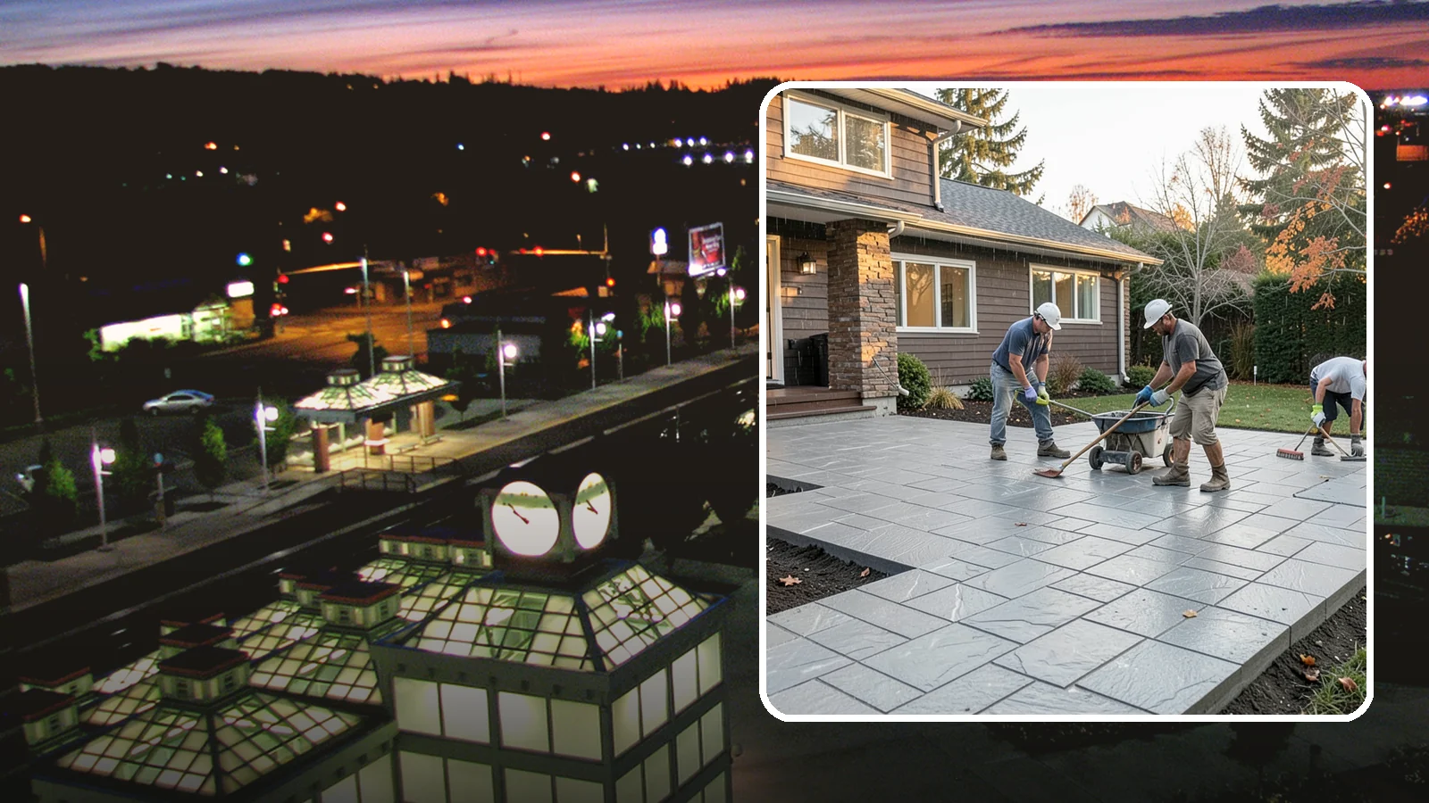 Stamped Concrete Installation in Auburn, King County, WA - Decorative stamped concrete that mimics stone, brick, or slate while standing up to Northwest weather.