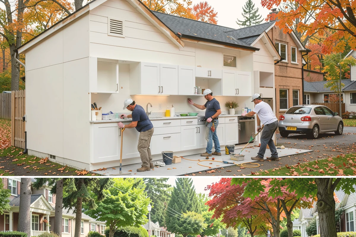 Stamped Concrete Installation in Beaux Arts Village, King County, WA - Dry summer conditions are essential for clean stamping and proper sealing before wet weather.