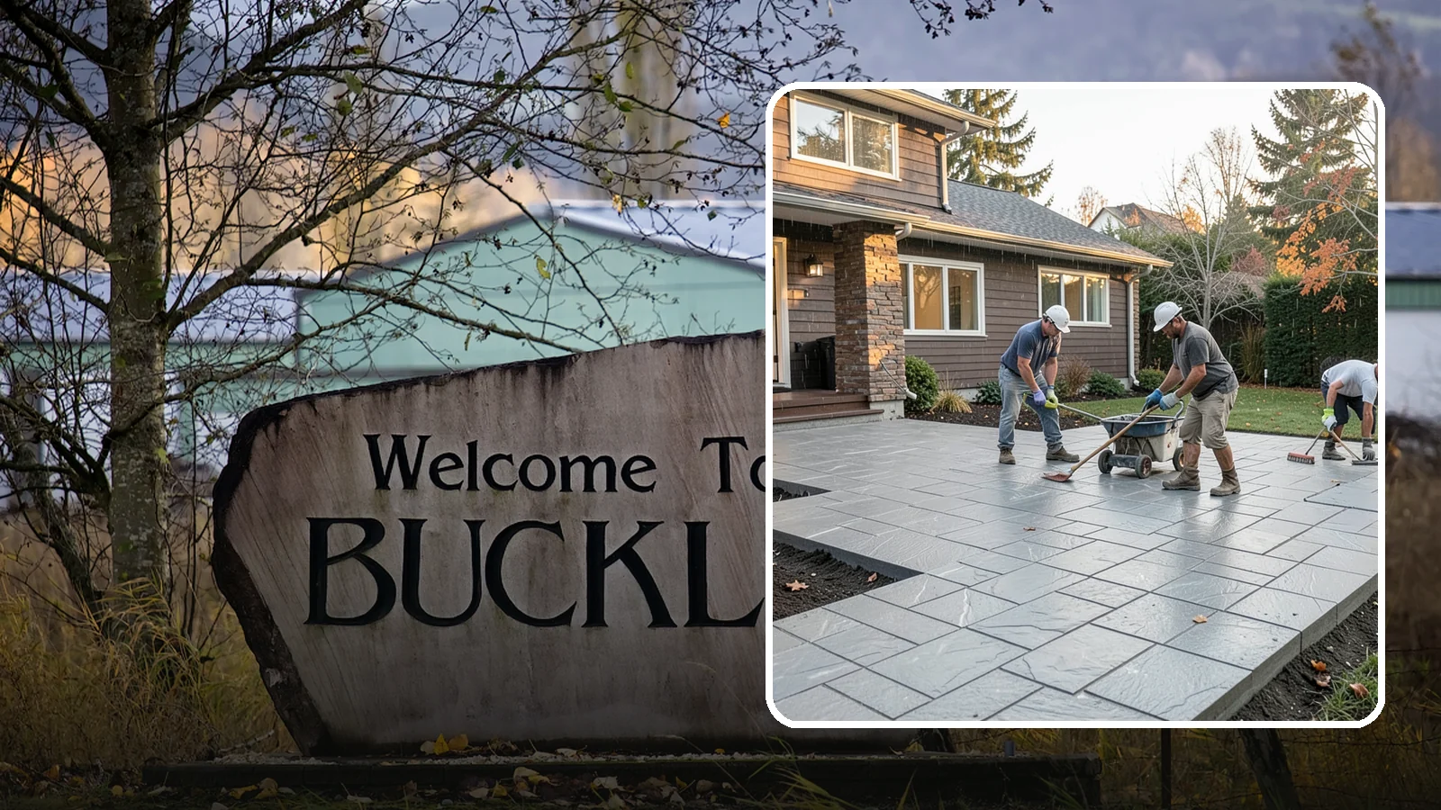 Stamped Concrete Installation in Buckley, Pierce County, WA - Decorative stamped concrete that mimics stone, brick, or slate while standing up to Northwest weather.