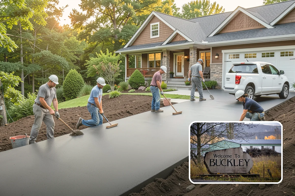 Stamped Concrete Installation in Buckley, Pierce County, WA - Upscale look of stone or brick at lower cost