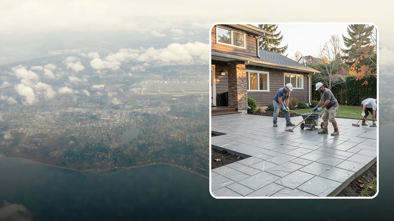 Stamped Concrete Installation in Burien, King County, WA - Decorative stamped concrete that mimics stone, brick, or slate while standing up to Northwest weather.