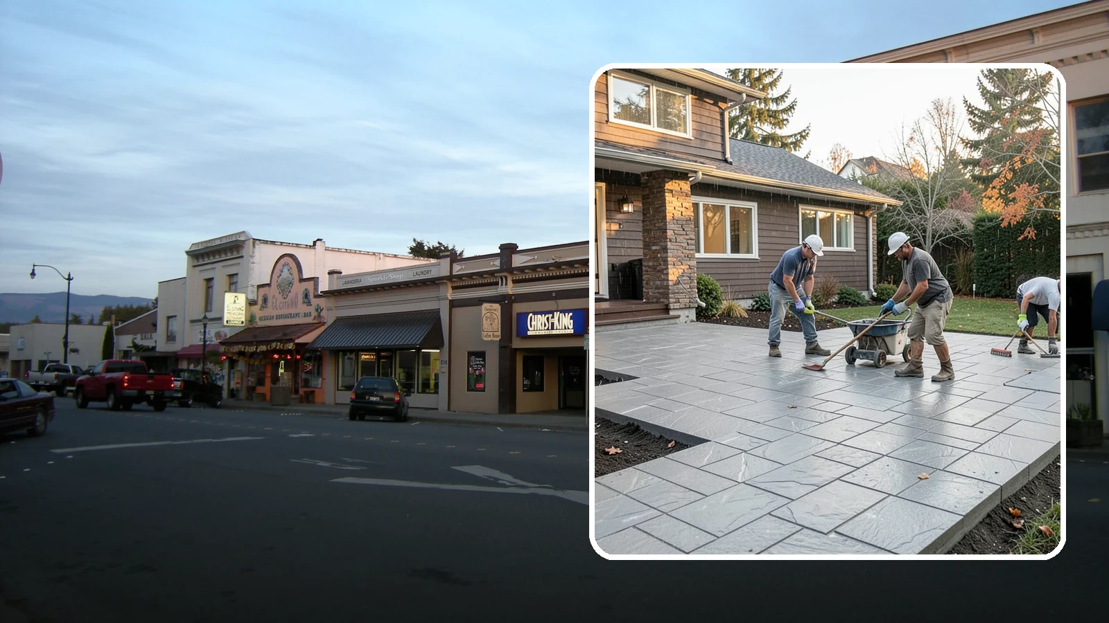 Stamped Concrete Installation in Burlington, Skagit County, WA - Decorative stamped concrete that mimics stone, brick, or slate while standing up to Northwest weather.