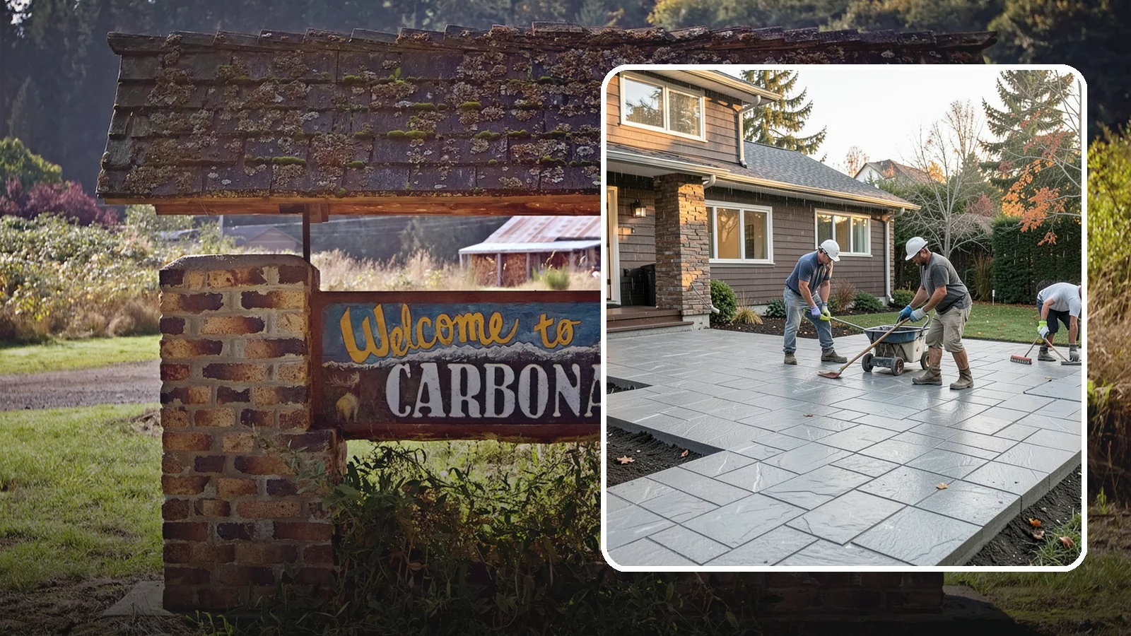 Stamped Concrete Installation in Carbonado, Pierce County, WA - Decorative stamped concrete that mimics stone, brick, or slate while standing up to Northwest weather.