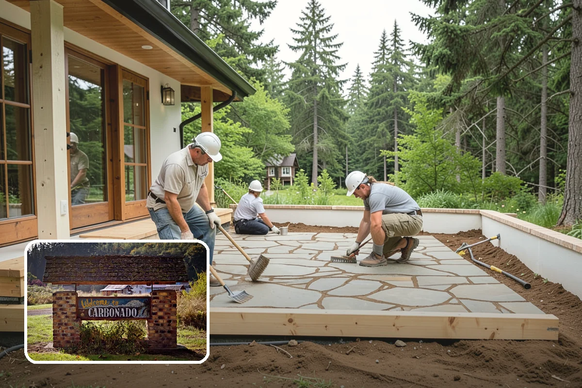 Stamped Concrete Installation in Carbonado, Pierce County, WA - Upscale look of stone or brick at lower cost