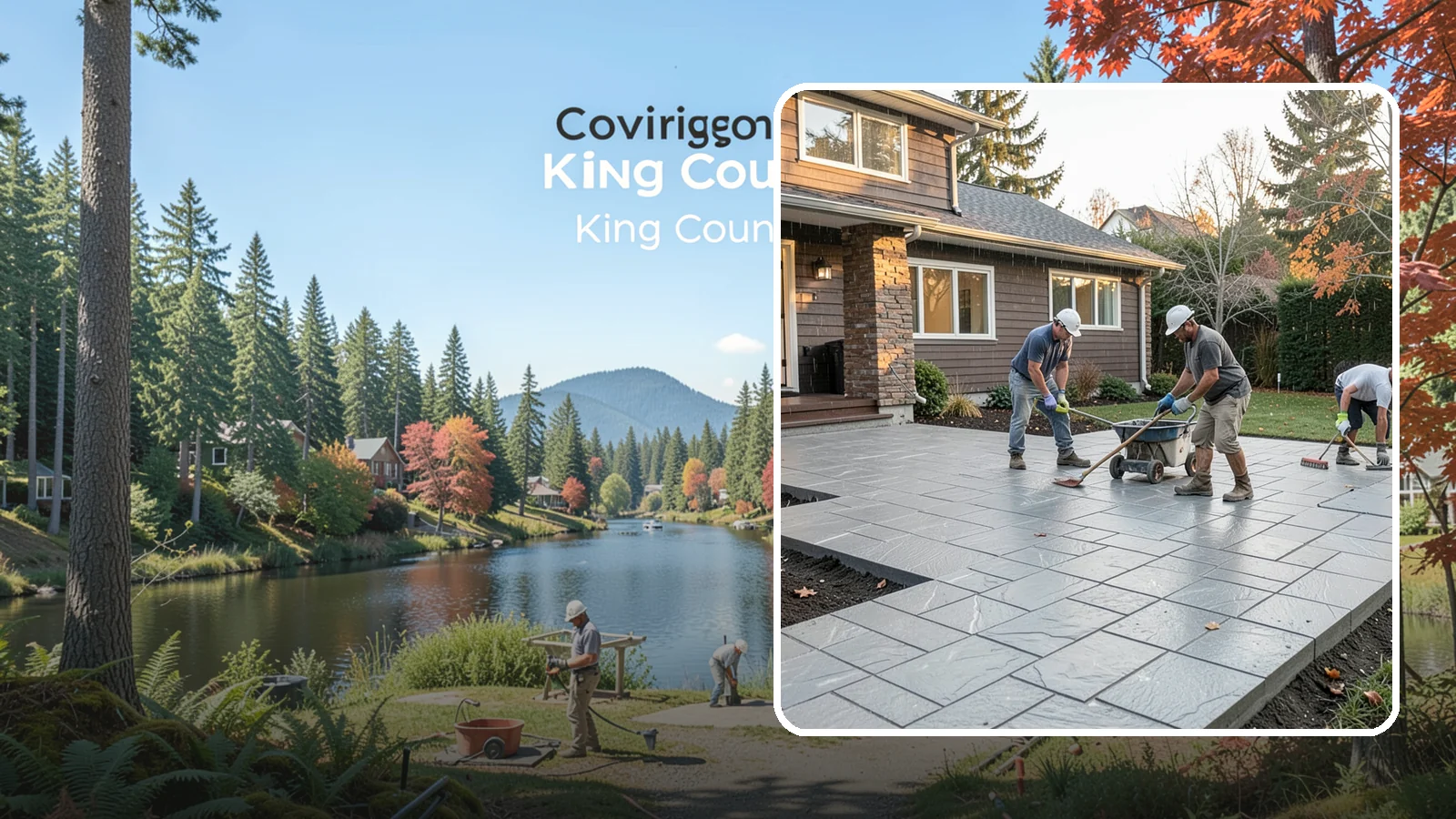 Stamped Concrete Installation in Covington, King County, WA - Decorative stamped concrete that mimics stone, brick, or slate while standing up to Northwest weather.
