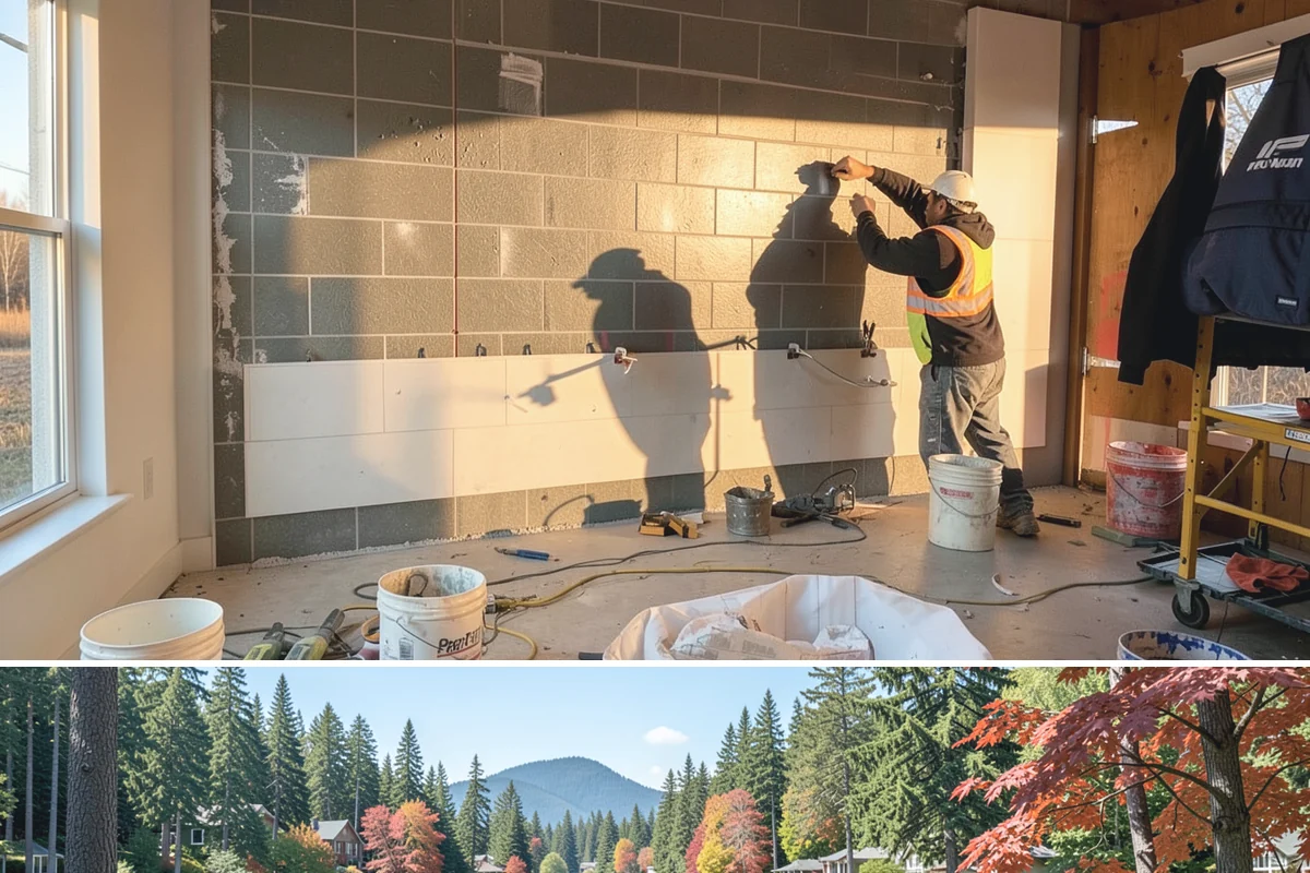 Stamped Concrete Installation in Covington, King County, WA - Dry summer conditions are essential for clean stamping and proper sealing before wet weather.