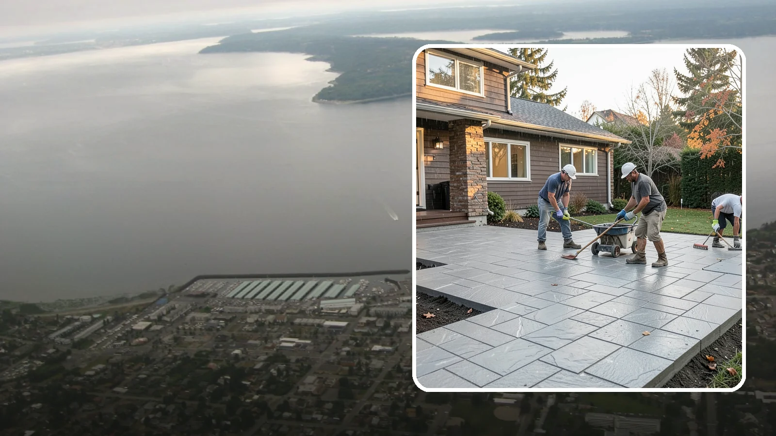 Stamped Concrete Installation in Des Moines, King County, WA - Decorative stamped concrete that mimics stone, brick, or slate while standing up to Northwest weather.