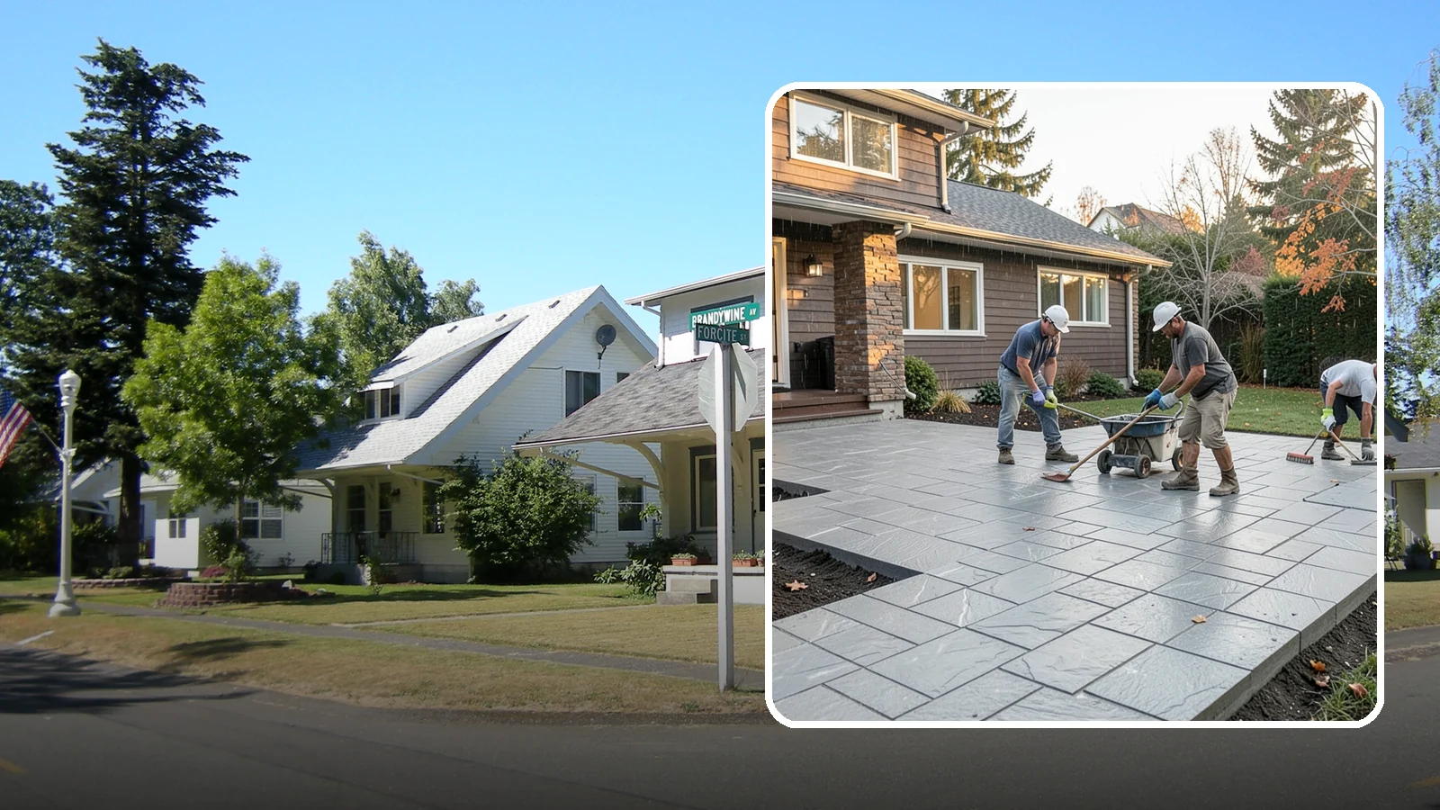Stamped Concrete Installation in DuPont, Pierce County, WA - Decorative stamped concrete that mimics stone, brick, or slate while standing up to Northwest weather.