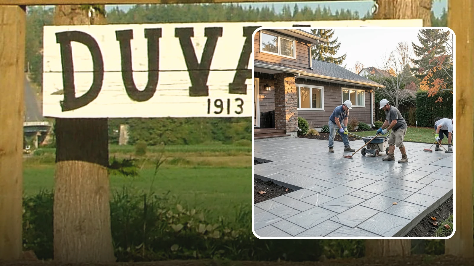 Stamped Concrete Installation in Duvall, King County, WA - Decorative stamped concrete that mimics stone, brick, or slate while standing up to Northwest weather.