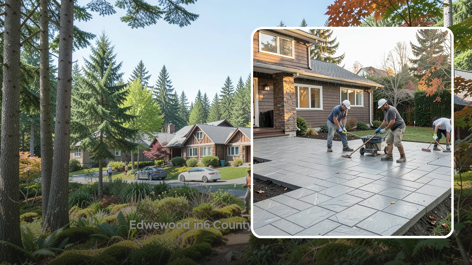 Stamped Concrete Installation in Edgewood, Pierce County, WA - Decorative stamped concrete that mimics stone, brick, or slate while standing up to Northwest weather.