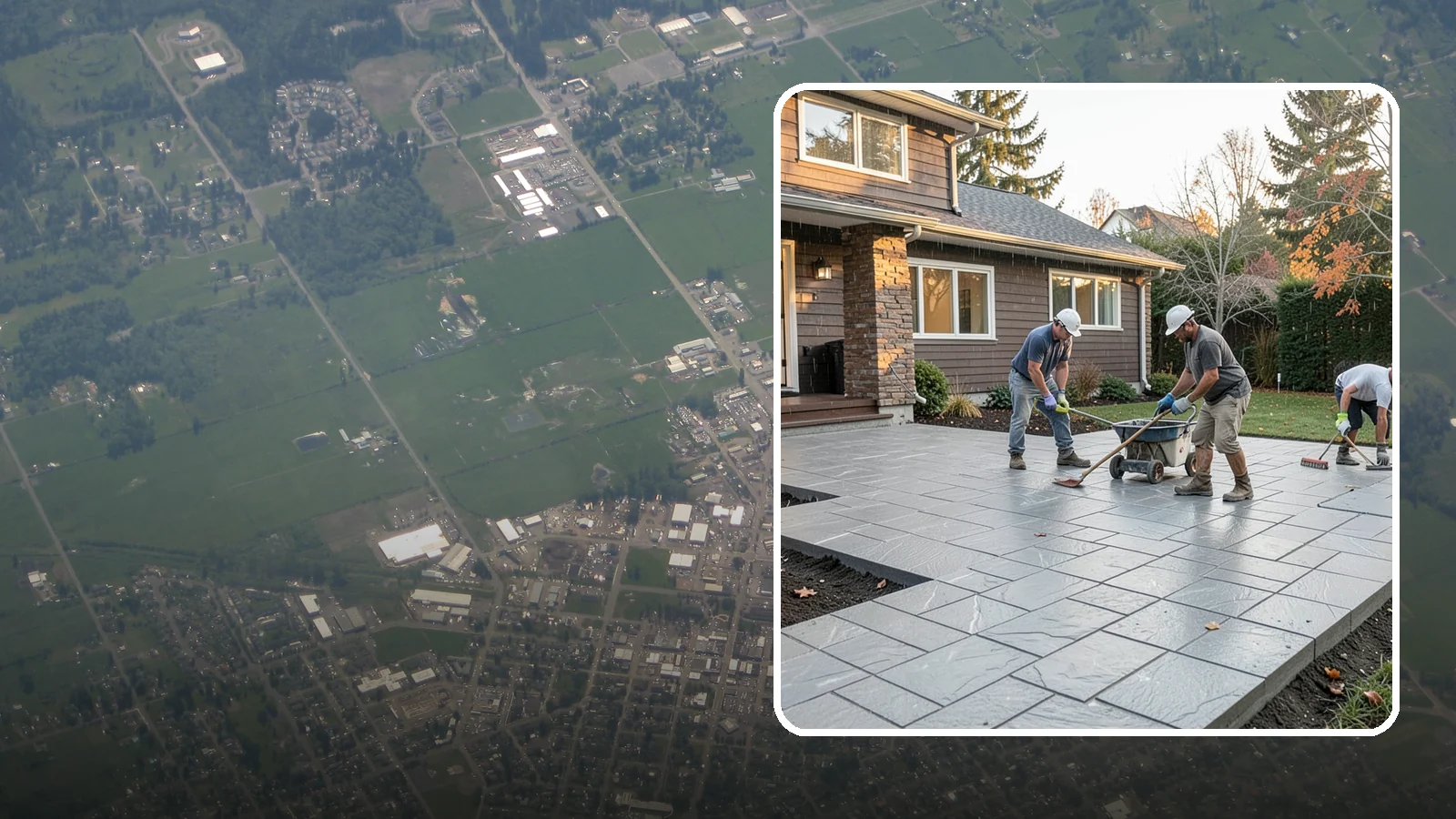 Stamped Concrete Installation in Enumclaw, King County, WA - Decorative stamped concrete that mimics stone, brick, or slate while standing up to Northwest weather.