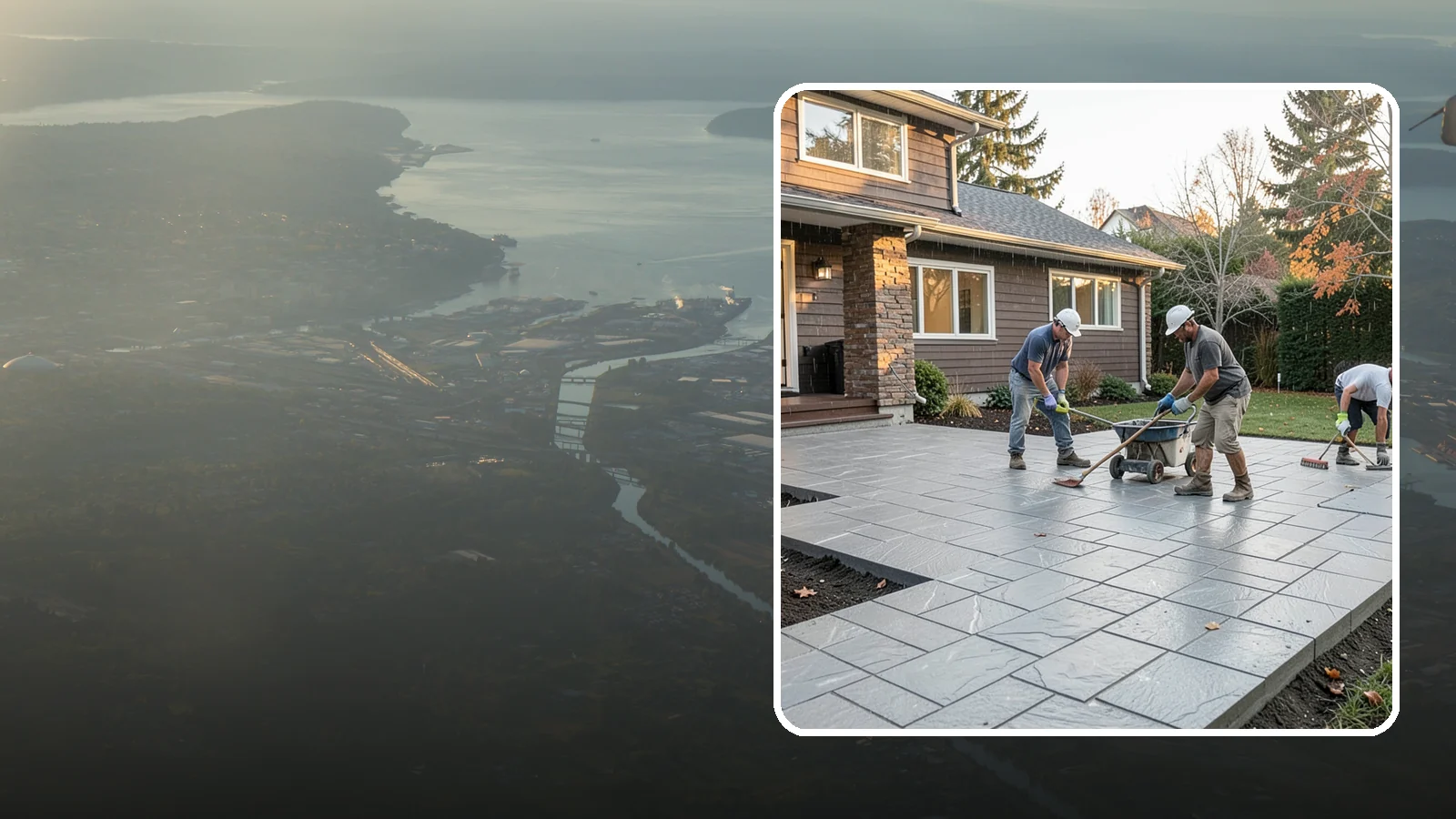Stamped Concrete Installation in Fife, Pierce County, WA - Decorative stamped concrete that mimics stone, brick, or slate while standing up to Northwest weather.