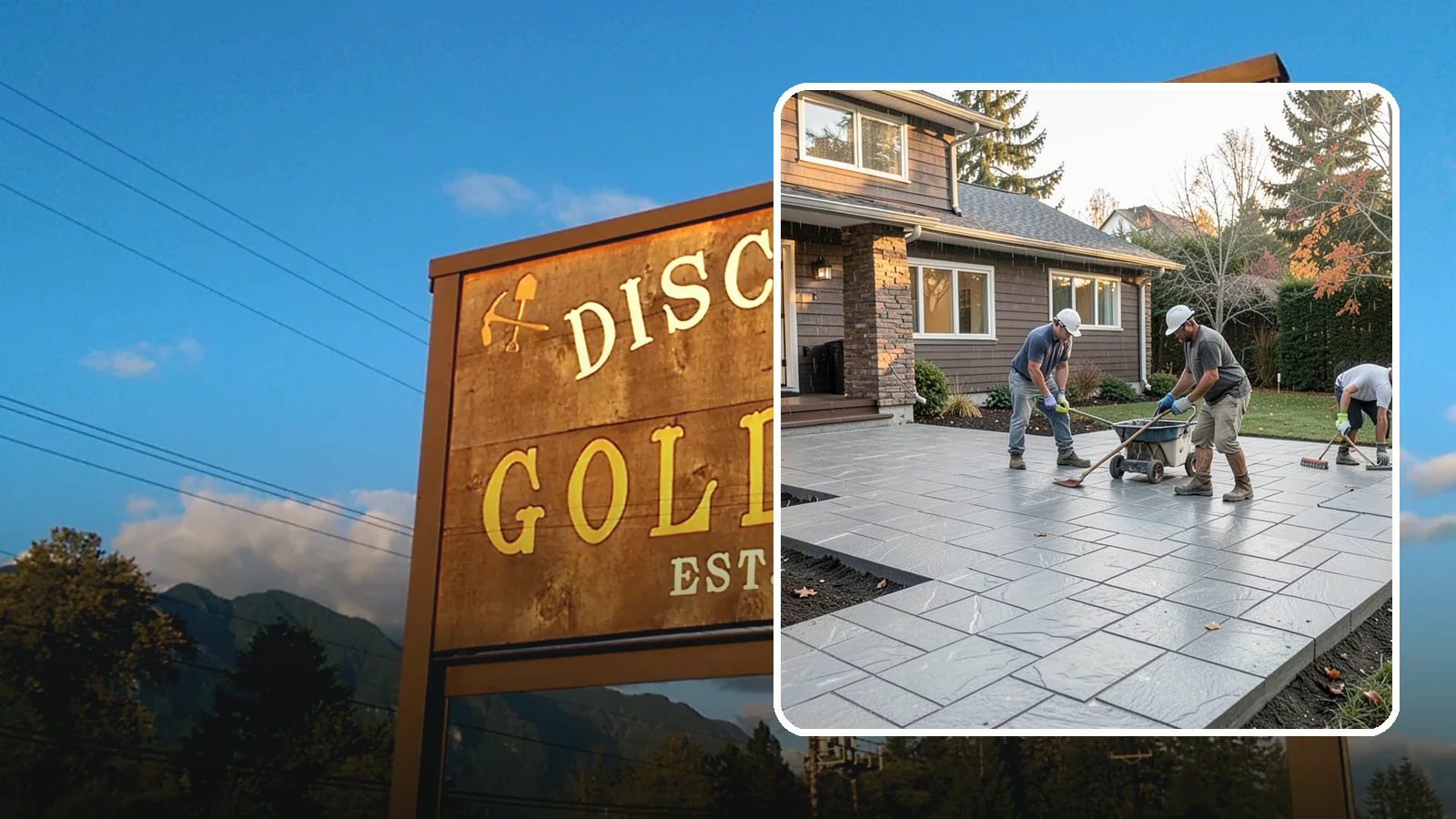Stamped Concrete Installation in Gold Bar, Snohomish County, WA - Decorative stamped concrete that mimics stone, brick, or slate while standing up to Northwest weather.