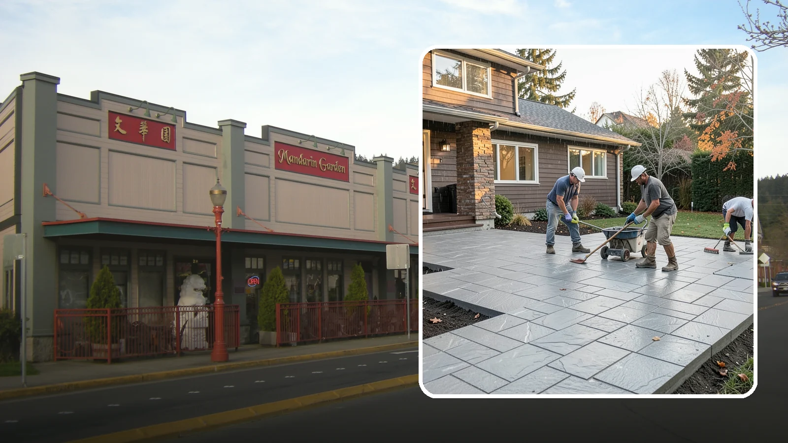 Stamped Concrete Installation in Issaquah, King County, WA - Decorative stamped concrete that mimics stone, brick, or slate while standing up to Northwest weather.