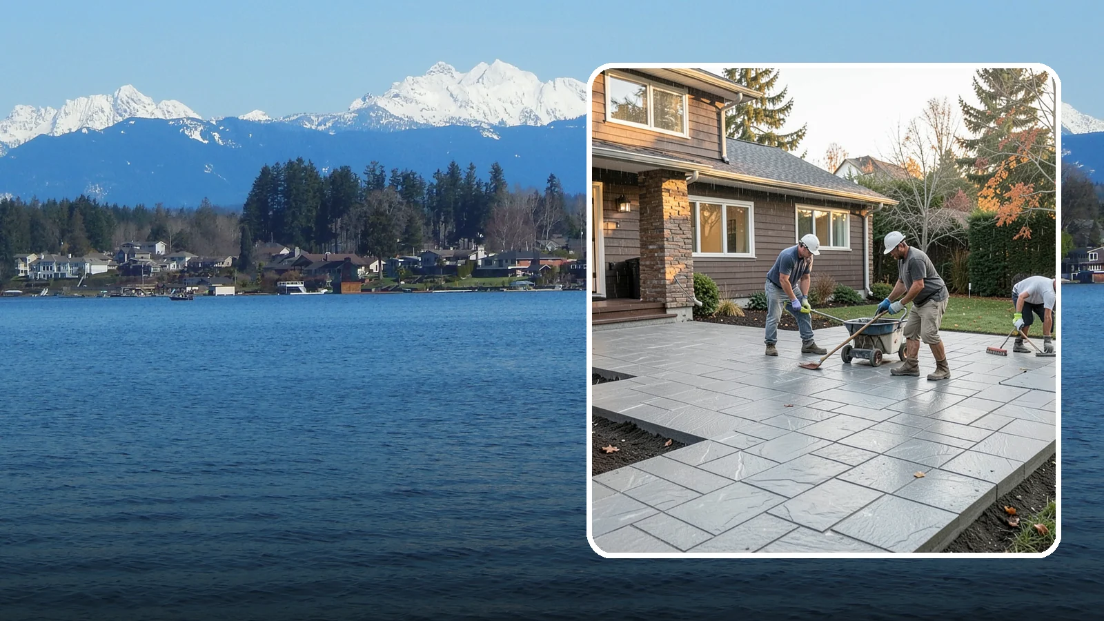 Stamped Concrete Installation in Lake Stevens, Snohomish County, WA - Decorative stamped concrete that mimics stone, brick, or slate while standing up to Northwest weather.