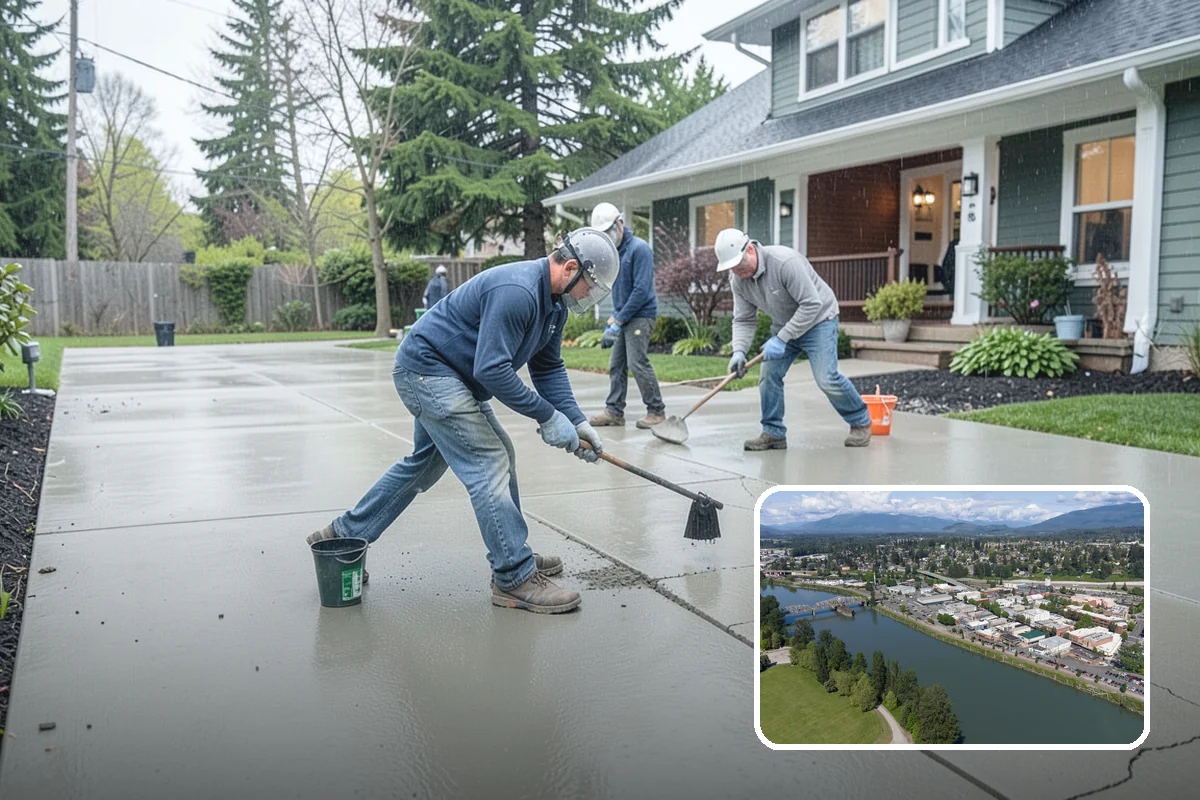 Stamped Concrete Installation in Mount Vernon, Skagit County, WA - Upscale look of stone or brick at lower cost