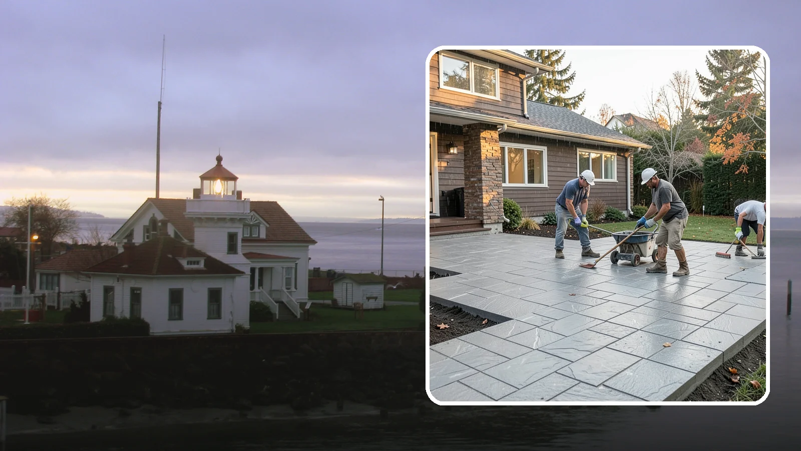 Stamped Concrete Installation in Mukilteo, Snohomish County, WA - Decorative stamped concrete that mimics stone, brick, or slate while standing up to Northwest weather.
