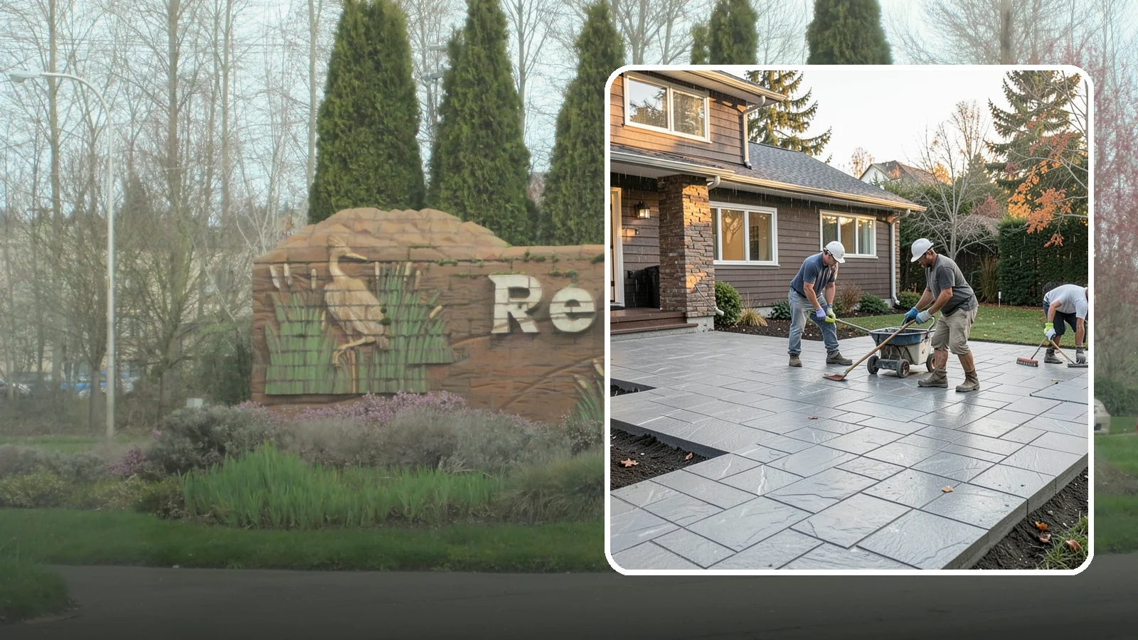 Stamped Concrete Installation in Renton, King County, WA - Decorative stamped concrete that mimics stone, brick, or slate while standing up to Northwest weather.