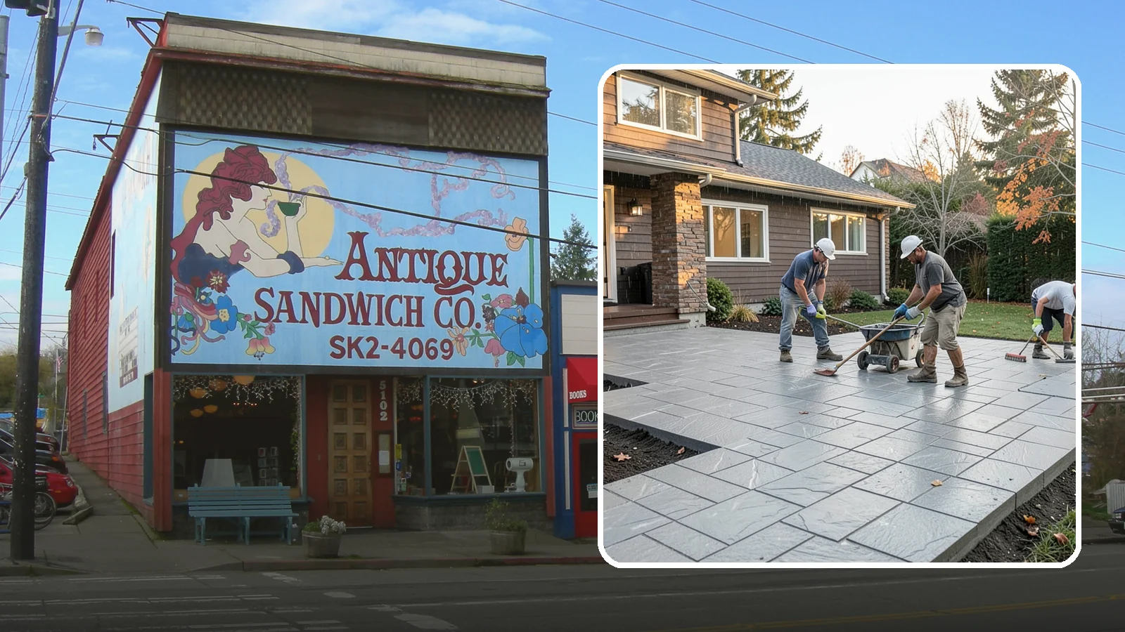 Stamped Concrete Installation in Ruston, Pierce County, WA - Decorative stamped concrete that mimics stone, brick, or slate while standing up to Northwest weather.