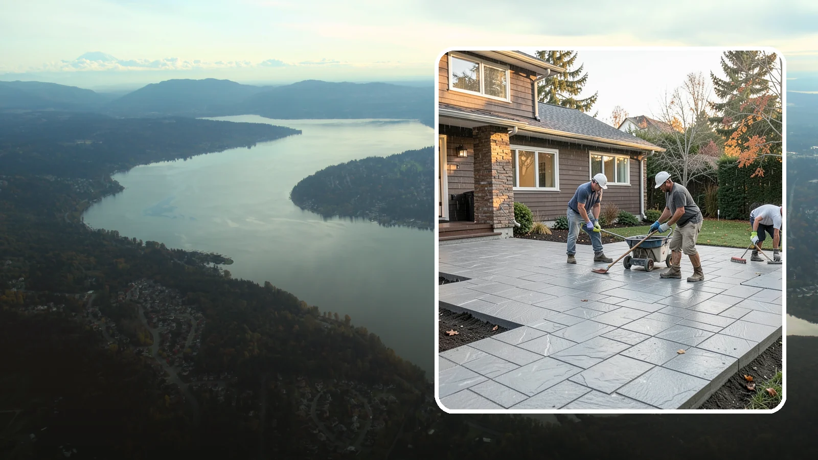 Stamped Concrete Installation in Sammamish, King County, WA - Decorative stamped concrete that mimics stone, brick, or slate while standing up to Northwest weather.