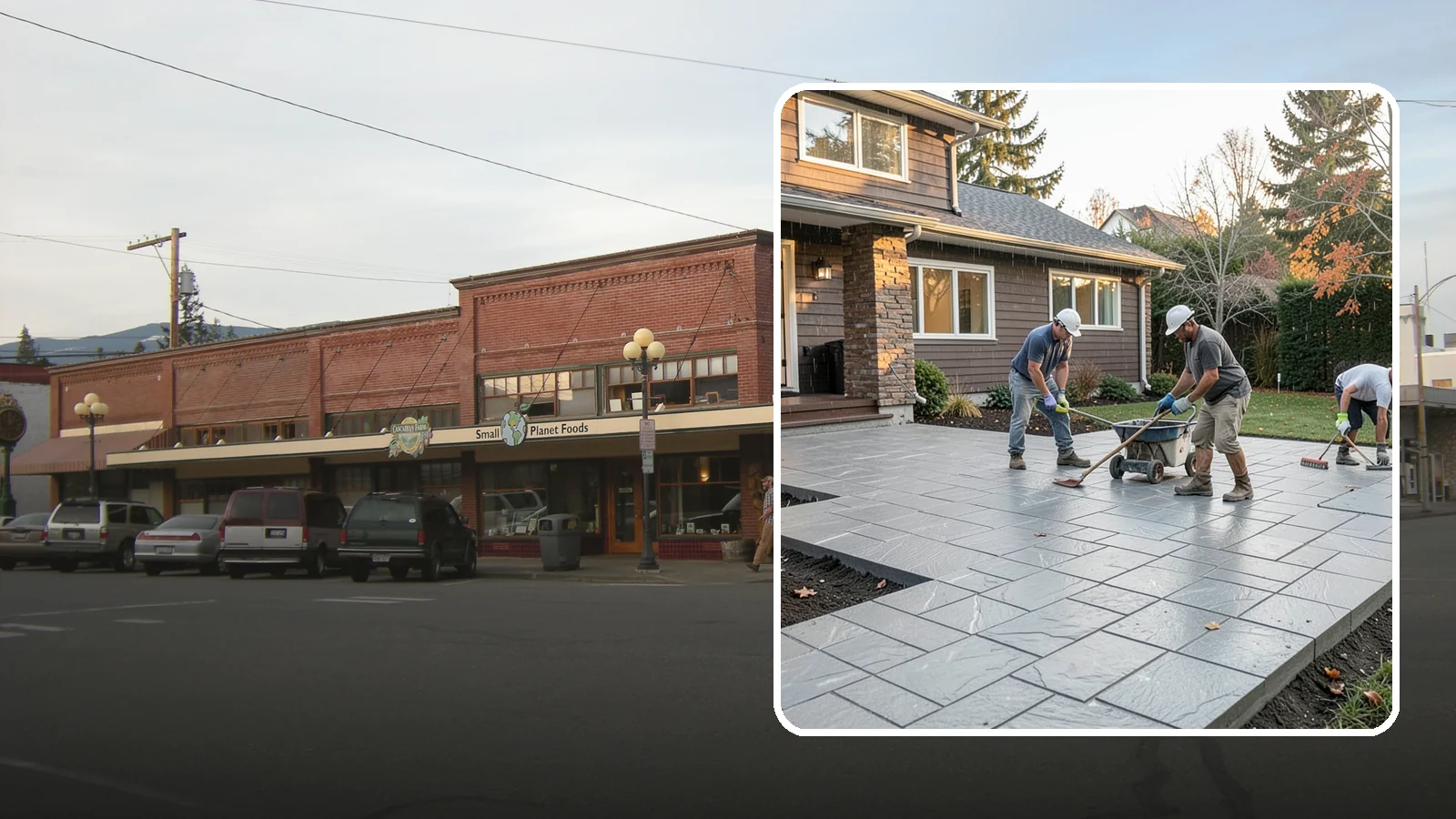 Stamped Concrete Installation in Sedro-Woolley, Skagit County, WA - Decorative stamped concrete that mimics stone, brick, or slate while standing up to Northwest weather.